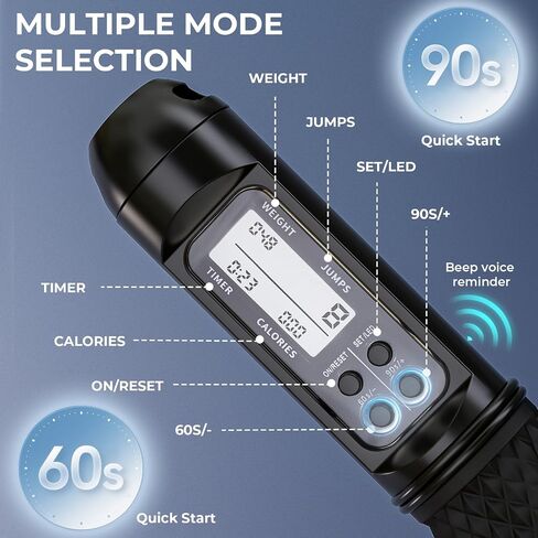حبل قفزة ذكية مع عرض LED ومكافحة القفز ، وتصميم مستلزم مرجح لـ Home Gym & Hiit ، وسلك فولاذي قابل للتعديل للياقة البدنية ، والقفزات ، والسعرات الحرارية والوقت ، للرجال والنساء والأطفال in Saudi Arabia