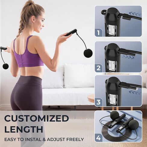حبل قفزة ذكية مع عرض LED ومكافحة القفز ، وتصميم مستلزم مرجح لـ Home Gym & Hiit ، وسلك فولاذي قابل للتعديل للياقة البدنية ، والقفزات ، والسعرات الحرارية والوقت ، للرجال والنساء والأطفال in Saudi Arabia