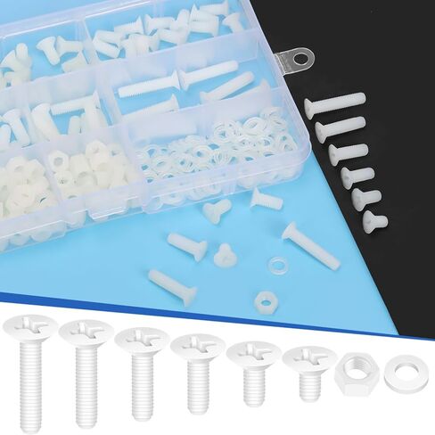 Glarks 360pcs M3 x 5/6/8/10/12/15mm Nylon Phillips Countersunk Head Bolt Machin in Saudi Arabia