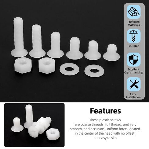 Glarks 360pcs M3 x 5/6/8/10/12/15mm Nylon Phillips Countersunk Head Bolt Machin in Saudi Arabia