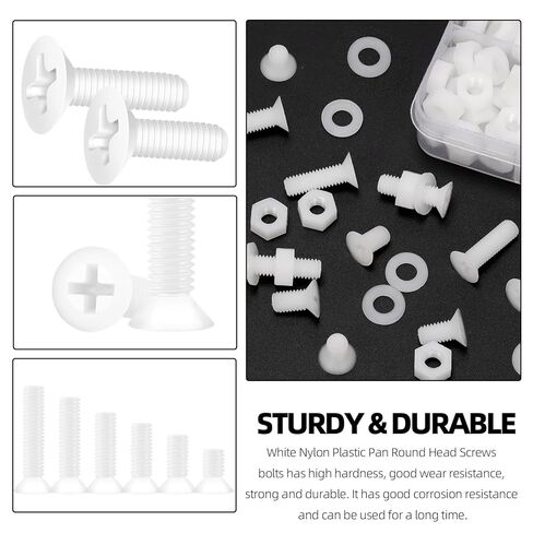 Glarks 360pcs M3 x 5/6/8/10/12/15mm Nylon Phillips Countersunk Head Bolt Machin in Saudi Arabia