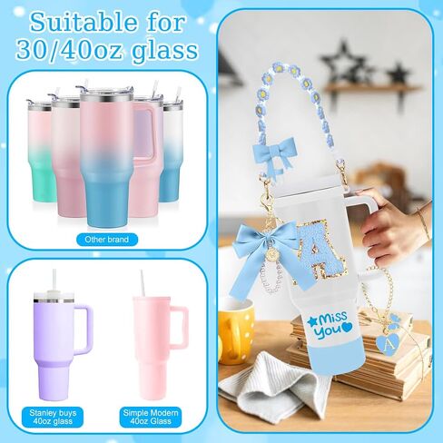 Stanley Cup Accessories Set,8Pcs Cup Accessories Including Straw Topper,Boot,Cup Charm,Stickers and Other Accessories,Suitable Accessories for Stanley in Saudi Arabia