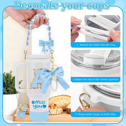 Stanley Cup Accessories Set,8Pcs Cup Accessories Including Straw Topper,Boot,Cup Charm,Stickers and Other Accessories,Suitable Accessories for Stanley in Saudi Arabia