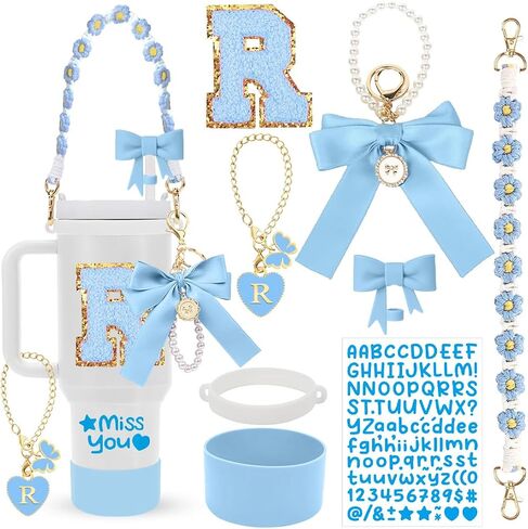 Stanley Cup Accessories Set,8Pcs Cup Accessories Including Straw Topper,Boot,Cup Charm,Stickers and Other Accessories,Suitable Accessories for Stanley in Saudi Arabia