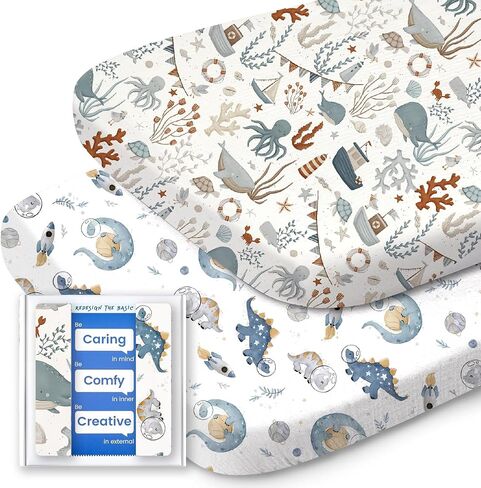 TotBasic Premium Stretchy Bassinet Cradle Sheets (2-Pack) -Hypoallergenic, Silky Comfort, Buttery Soft, Calming Effect, All-Season in Saudi Arabia