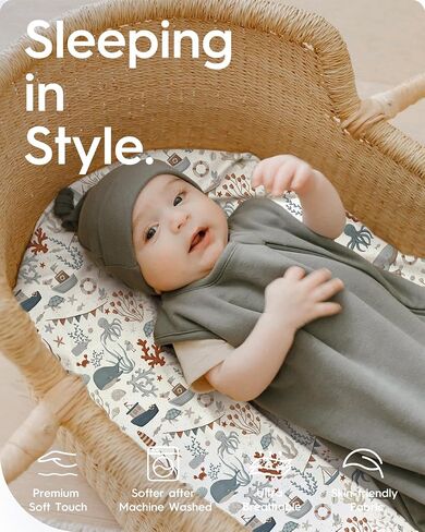 TotBasic Premium Stretchy Bassinet Cradle Sheets (2-Pack) -Hypoallergenic, Silky Comfort, Buttery Soft, Calming Effect, All-Season in Saudi Arabia