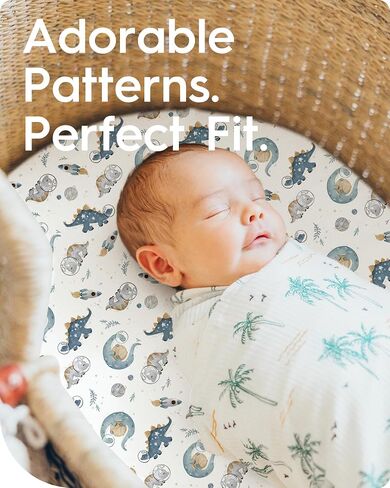 TotBasic Premium Stretchy Bassinet Cradle Sheets (2-Pack) -Hypoallergenic, Silky Comfort, Buttery Soft, Calming Effect, All-Season in Saudi Arabia