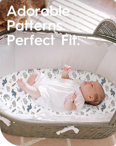 TotBasic Premium Stretchy Bassinet Cradle Sheets (2-Pack) -Hypoallergenic, Silky Comfort, Buttery Soft, Calming Effect, All-Season in Saudi Arabia