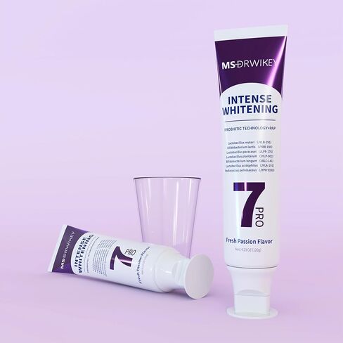 2 حزمة 7-PRO تبييض معجون الأسنان | تبييض عميق و 7 بروبيوتيك لصحة الفم | الخرز الأرجواني للحصول على نضارة إضافية | خالية من الفلورايد in Kuwait