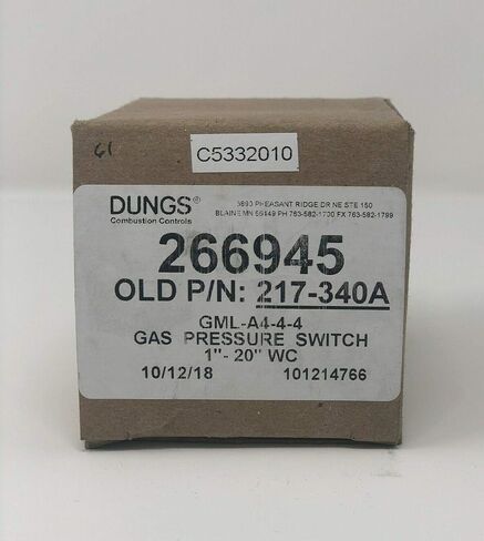 266945 Gas Pressure Switch, NEMA Type 4 (Formerly 217-340A), Pipe Mount 1 to 20 W.C; Low; Manual Reset SPDT SW 10A @ 120 VAC 8A FLA in Saudi Arabia