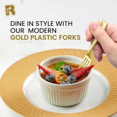 100 Pack Gold Mini Forks - شوكات الحلوى 4 بوصة - شوكات مصغرة للخدمة الشديدة للمقبلات والتذوق والكوكتيلات وأكواب الحلوى وشوكات ذهبية صغيرة خالية من BPA in Kuwait