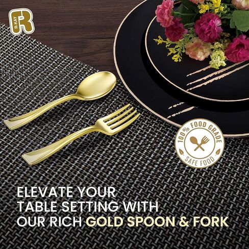 100 Pack Gold Mini Forks - شوكات الحلوى 4 بوصة - شوكات مصغرة للخدمة الشديدة للمقبلات والتذوق والكوكتيلات وأكواب الحلوى وشوكات ذهبية صغيرة خالية من BPA in Kuwait