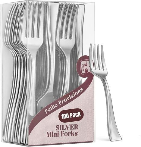 100 Pack Gold Mini Forks - شوكات الحلوى 4 بوصة - شوكات مصغرة للخدمة الشديدة للمقبلات والتذوق والكوكتيلات وأكواب الحلوى وشوكات ذهبية صغيرة خالية من BPA in Kuwait