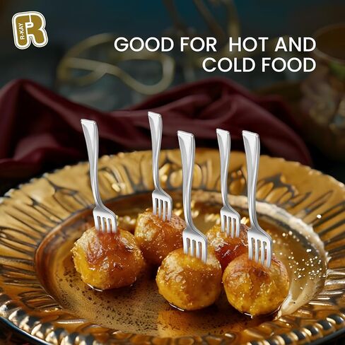 100 Pack Gold Mini Forks - شوكات الحلوى 4 بوصة - شوكات مصغرة للخدمة الشديدة للمقبلات والتذوق والكوكتيلات وأكواب الحلوى وشوكات ذهبية صغيرة خالية من BPA in Kuwait