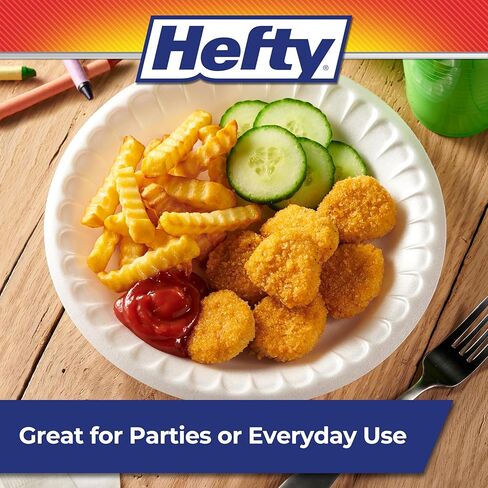 Hefty Everyday Soak-Proof Foam Plates, White, 10.25 Inch, 60 Count in Kuwait