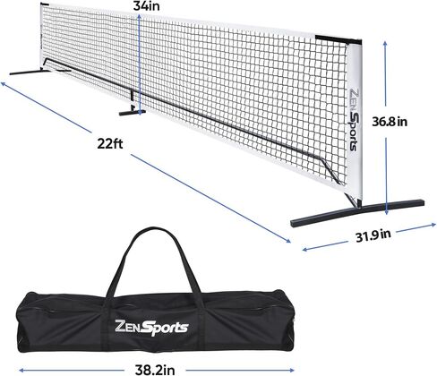 Zeny Portable Pickleball Net Set Set مع إطار معدني وشبكة Pickball بحجم 22 قدمًا مع حقيبة حمل للفناء الخلفي والممرات واللعبة الخارجية in Kuwait