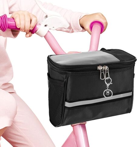 Kids Bike Basket, Bicycle Bag Front, Waterproof Handlebar Basket for Boys & Girls, Bike Accessories with Phone Mount Fits Most Bikes, Tricycle & Scooter(COLOR:Black) in Kuwait