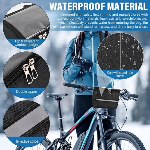 Kids Bike Basket, Bicycle Bag Front, Waterproof Handlebar Basket for Boys & Girls, Bike Accessories with Phone Mount Fits Most Bikes, Tricycle & Scooter(COLOR:Black) in Kuwait