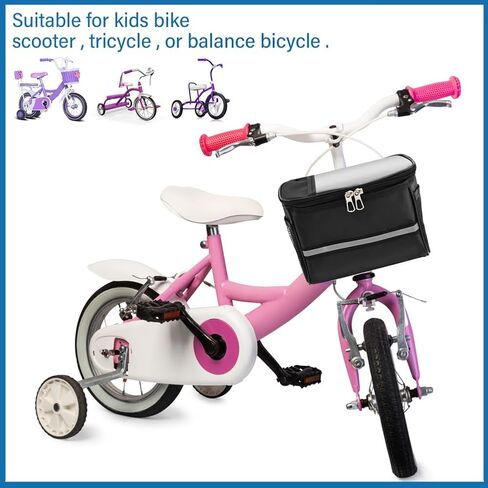 Kids Bike Basket, Bicycle Bag Front, Waterproof Handlebar Basket for Boys & Girls, Bike Accessories with Phone Mount Fits Most Bikes, Tricycle & Scooter(COLOR:Black) in Kuwait