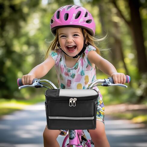 Kids Bike Basket, Bicycle Bag Front, Waterproof Handlebar Basket for Boys & Girls, Bike Accessories with Phone Mount Fits Most Bikes, Tricycle & Scooter(COLOR:Black) in Kuwait
