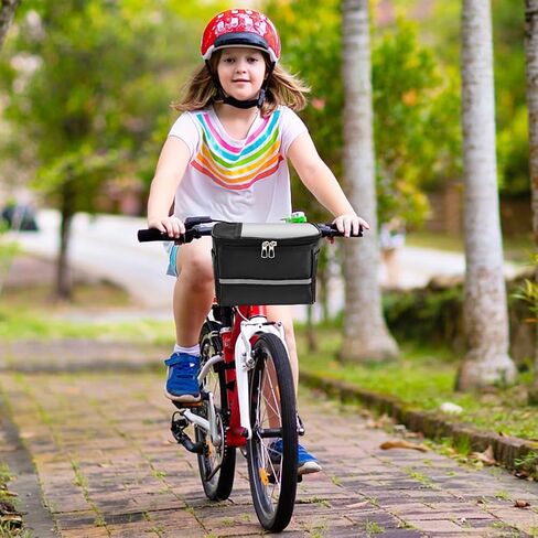 Kids Bike Basket, Bicycle Bag Front, Waterproof Handlebar Basket for Boys & Girls, Bike Accessories with Phone Mount Fits Most Bikes, Tricycle & Scooter(COLOR:Black) in Kuwait