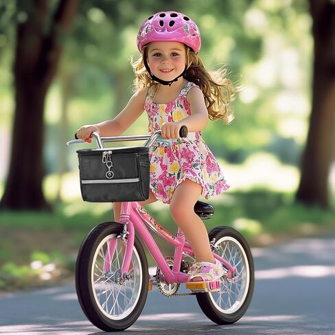 Kids Bike Basket, Bicycle Bag Front, Waterproof Handlebar Basket for Boys & Girls, Bike Accessories with Phone Mount Fits Most Bikes, Tricycle & Scooter(COLOR:Black) in Kuwait