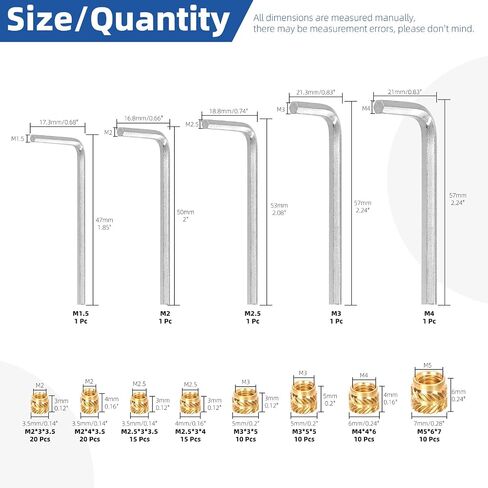Glarks 595pcs M2/2.5/3/4/5/5 مقبس رأس المسمار ومجموعة الجوز النحاس النحاس ، تشمل قبعة رأس مقبس السداسي 160pcs ، 110pcs النحاس النحاس الجوز ملولب الجوز مع المكسرات والغسالات لاستخدام الطابعة ثلاثية الأبعاد استخدام الطابعة ثلاثية الأبعاد in Saudi Arabia
