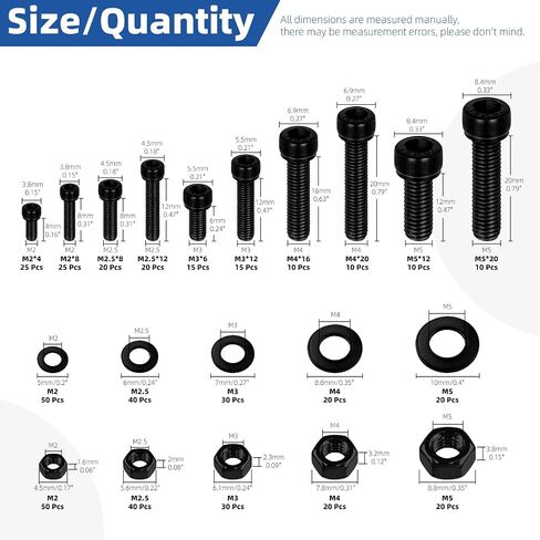 Glarks 595pcs M2/2.5/3/4/5/5 مقبس رأس المسمار ومجموعة الجوز النحاس النحاس ، تشمل قبعة رأس مقبس السداسي 160pcs ، 110pcs النحاس النحاس الجوز ملولب الجوز مع المكسرات والغسالات لاستخدام الطابعة ثلاثية الأبعاد استخدام الطابعة ثلاثية الأبعاد in Saudi Arabia