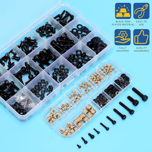 Glarks 595pcs M2/2.5/3/4/5/5 مقبس رأس المسمار ومجموعة الجوز النحاس النحاس ، تشمل قبعة رأس مقبس السداسي 160pcs ، 110pcs النحاس النحاس الجوز ملولب الجوز مع المكسرات والغسالات لاستخدام الطابعة ثلاثية الأبعاد استخدام الطابعة ثلاثية الأبعاد in Saudi Arabia