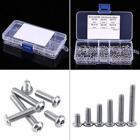 180pcs M2.5 Stainless Steel Pan Head Hex Socket Screws Set for Home and Office Appliance in Saudi Arabia