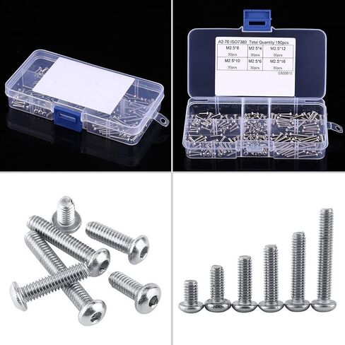180pcs M2.5 Stainless Steel Pan Head Hex Socket Screws Set for Home and Office Appliance in Saudi Arabia