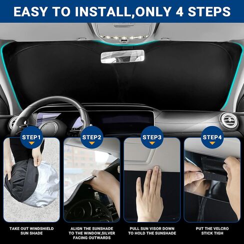 Hellet Foldable Windshield Sunshade for Hyundai 2018-2023 Kona Accessories Car Front Window Sun Shade to Reduce Car Interior Heat in Saudi Arabia