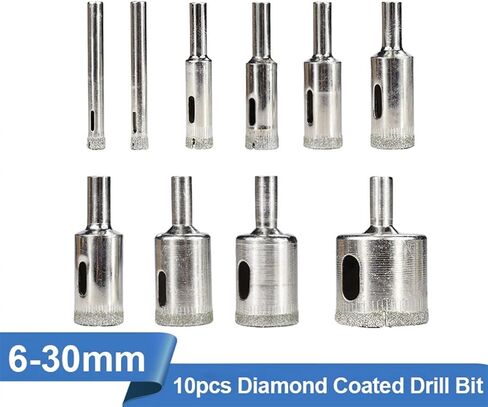 10pcs/مجموعة الحفر المغطاة المغطاة المغطى الماس ببلاط البلاط الفتحة الزجاجية الفتحة السيراميك المنشار قطع الحفر لأدوات الطاقة من 6 مم إلى 30 ملم in Saudi Arabia