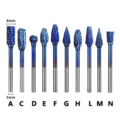 1Box 3mm Shank Tungsten Carbide Rotary Burrs 6mm Diameter Double Cut Rotary File Router in Saudi Arabia