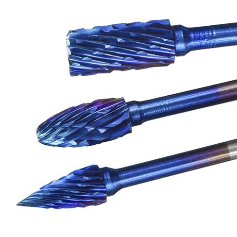 1Box 3mm Shank Tungsten Carbide Rotary Burrs 6mm Diameter Double Cut Rotary File Router in Saudi Arabia