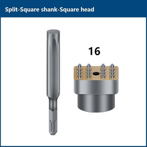 Square Shank Hammer Chisel Drill Bit for Stone Slab Bridge Wall Cement Pavement Chisel Drilling Tools Drill Bit 1Pcs(Round 12 Point D) in Saudi Arabia