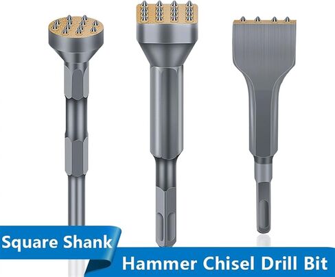 Square Shank Hammer Chisel Drill Bit for Stone Slab Bridge Wall Cement Pavement Chisel Drilling Tools Drill Bit 1Pcs(Round 12 Point D) in Saudi Arabia