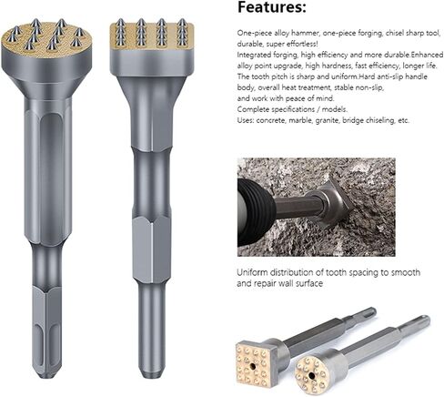 Square Shank Hammer Chisel Drill Bit for Stone Slab Bridge Wall Cement Pavement Chisel Drilling Tools Drill Bit 1Pcs(Round 12 Point D) in Saudi Arabia