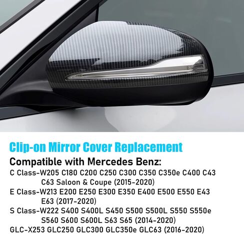 Jaronx متوافق مع مرسيدس بنز باس استبدال Class C Class W205/E فئة W213/S فئة W222/GLC X253 ، السائق الأيسر والمقطع الأيمن على مرآة الرؤية الخلفية لمرسيدس (أسود لامع) in Kuwait