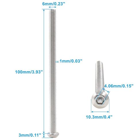 12 Pcs M6 x 60mm Button Head Socket Cap Bolts Screws, 304 Stainless Steel Button Head Socket Cap Metric Screws Bolts in Kuwait