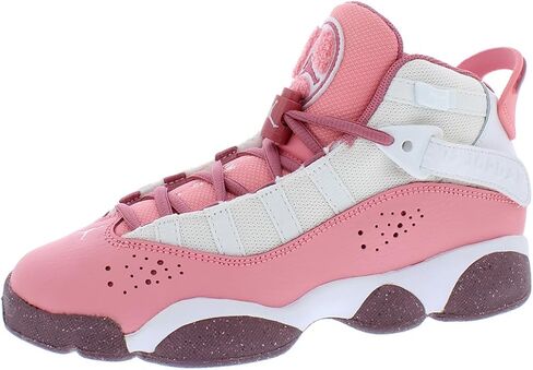 NIKE Jordan 6 Rings Big Kids' Shoes (DV3178-101, White/Red Stardust/Vapor Green/Anthracite) Size 6.5 in Saudi Arabia