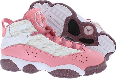 NIKE Jordan 6 Rings Big Kids' Shoes (DV3178-101, White/Red Stardust/Vapor Green/Anthracite) Size 6.5 in Saudi Arabia