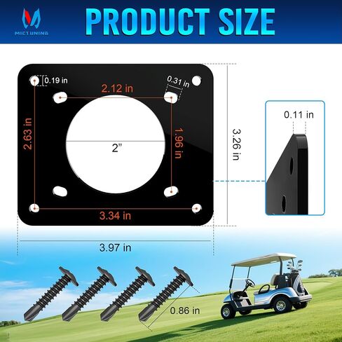 MICTUNING Golf Cart Charging Port Adapter, Compatible with EZGO TXT EZ-GO Golf Cart, 110V AC 36V Adapter Plate for Lithium Battery Conversion and On Board Charging in Saudi Arabia