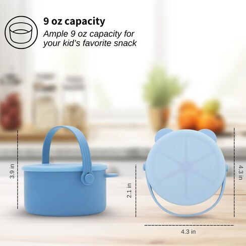 Silicone No Spill Snack Cups for Toddlers – Portable Baby Snack Cup Containers with Dustproof Lid – Dishwasher-Friendly Toddler Spill Proof Cups Without BPA, Lead, or Phthalates – Blue and Beige in Kuwait