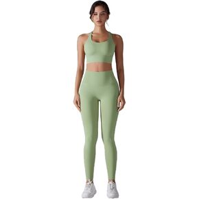 Women's Solid Color Back Cross Non Wearing Underwear Long Yoga Suit Two Piece Set in Saudi Arabia