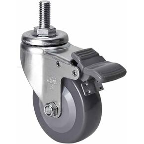 PU Tread Universal Wheel Casters with Brake,M12X25 Wearable Ground Protection Furniture Casters 1Pcs(5inch Brake) in Saudi Arabia