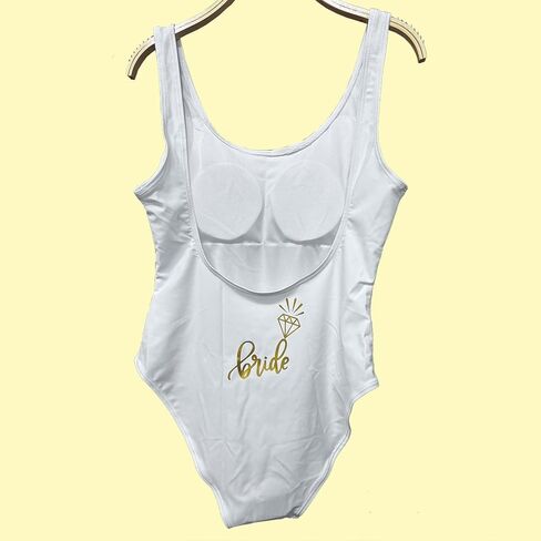 Woman Bride Bride Tribe Gold Letter Back Print Swimwear Swimsuit One Piece Swimming Bareback High Cut Removable Pad Bodysuit in Saudi Arabia