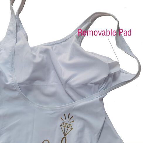 Woman Bride Bride Tribe Gold Letter Back Print Swimwear Swimsuit One Piece Swimming Bareback High Cut Removable Pad Bodysuit in Saudi Arabia