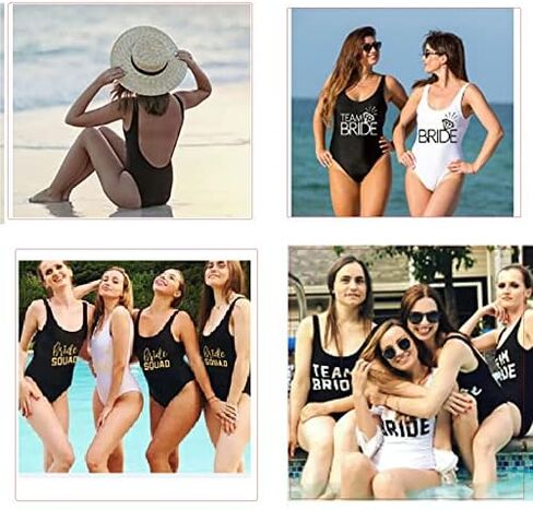 Woman Bride Bride Tribe Gold Letter Back Print Swimwear Swimsuit One Piece Swimming Bareback High Cut Removable Pad Bodysuit in Saudi Arabia