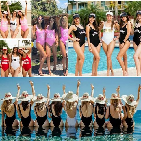 Woman Bride Bride Tribe Gold Letter Back Print Swimwear Swimsuit One Piece Swimming Bareback High Cut Removable Pad Bodysuit in Saudi Arabia
